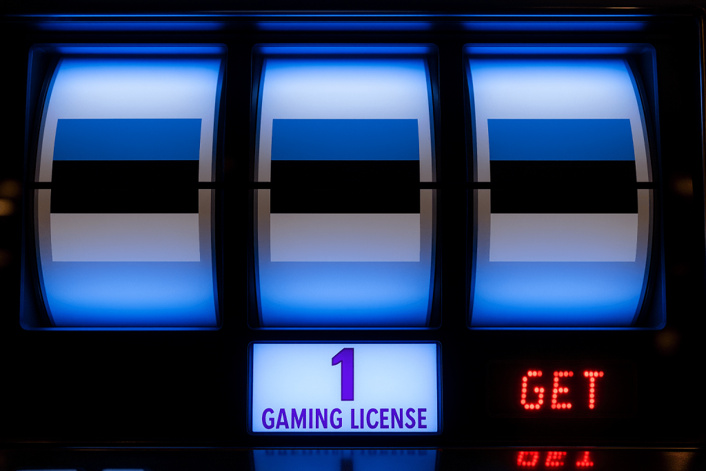 Estonia gaming license illustration symbolizing legal licensing and application prompt