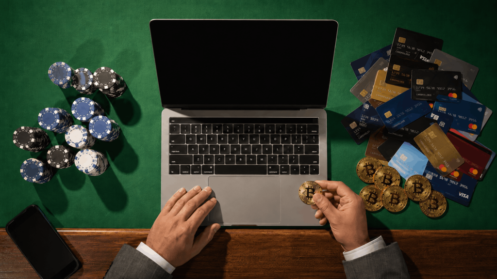 Payment gateway options for online gambling, including bank cards and crypto.
